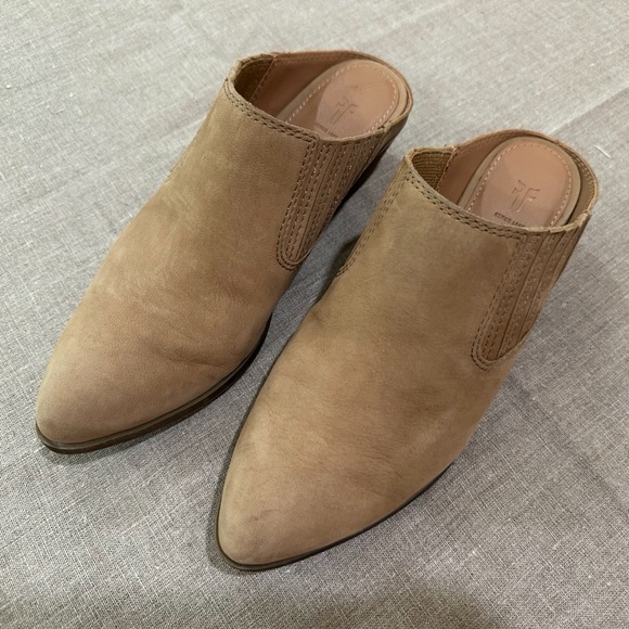 Frye Roxie Tan Leather Slip On Mules Clogs Women US 6.5 - Picture 2 of 8